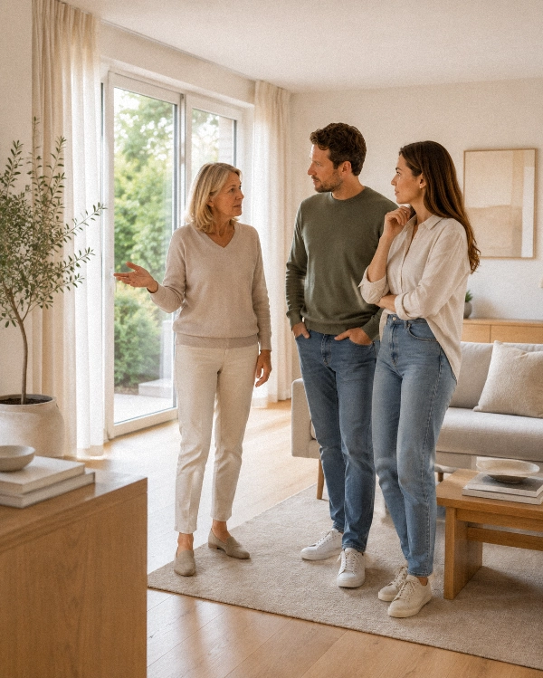 Familie bespricht Fragen zu Vermögen, Erbschaft und Fairness